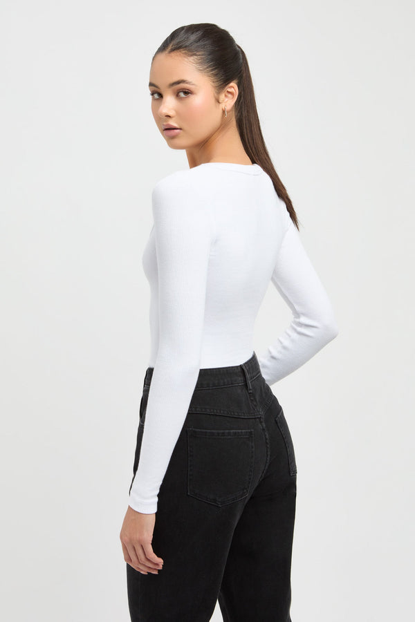 Kookai Quinn Long Sleeve Top White