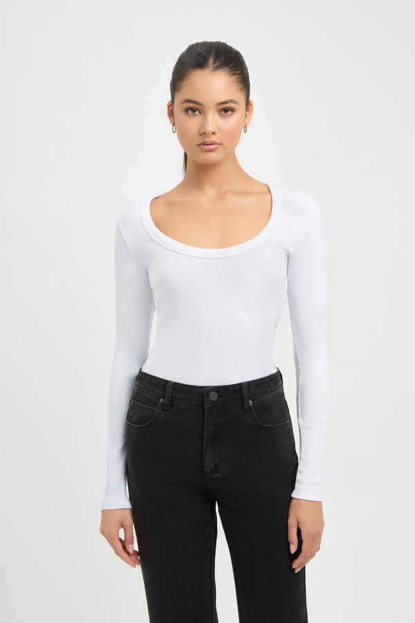 kookai Quinn Long Sleeve Top White