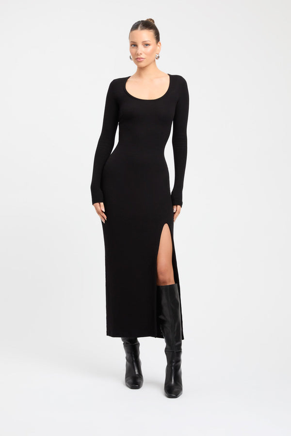 kookai Rachel Split Dress Black