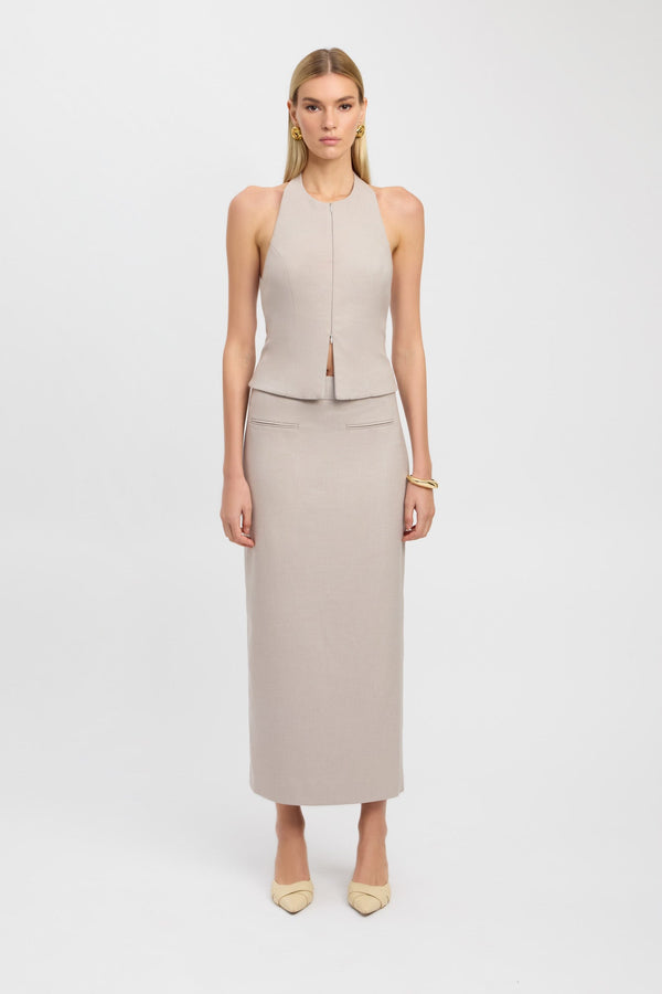 Kookai Raine Zip Front Top Dark Oat