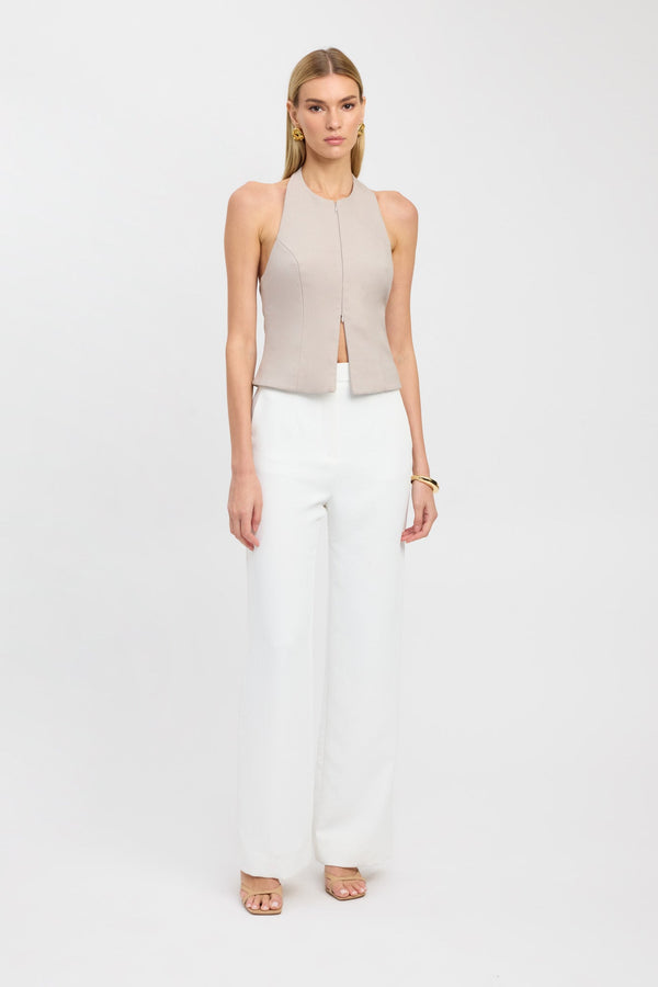 kookai Raine Zip Front Top Dark Oat