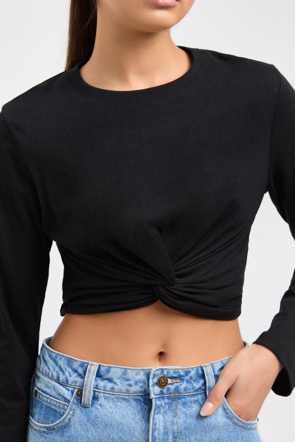 Kookai Renny Long Sleeve Top Black