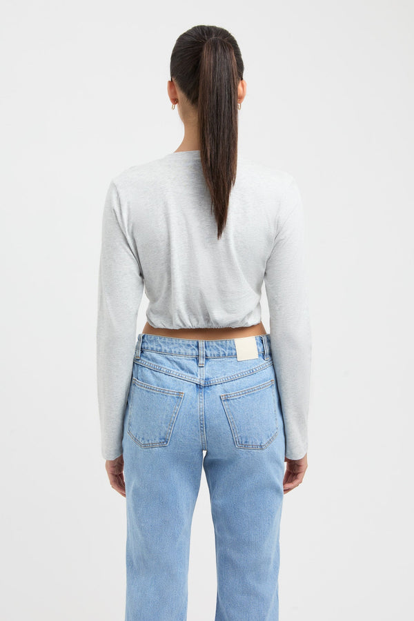 Kookai Renny Long Sleeve Top Light Grey Marle
