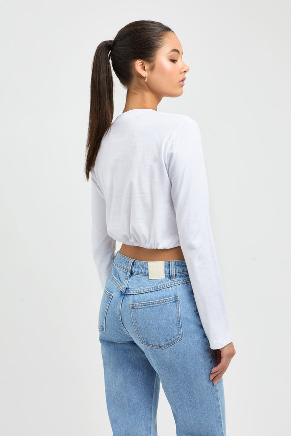 Kookai Renny Long Sleeve Top White