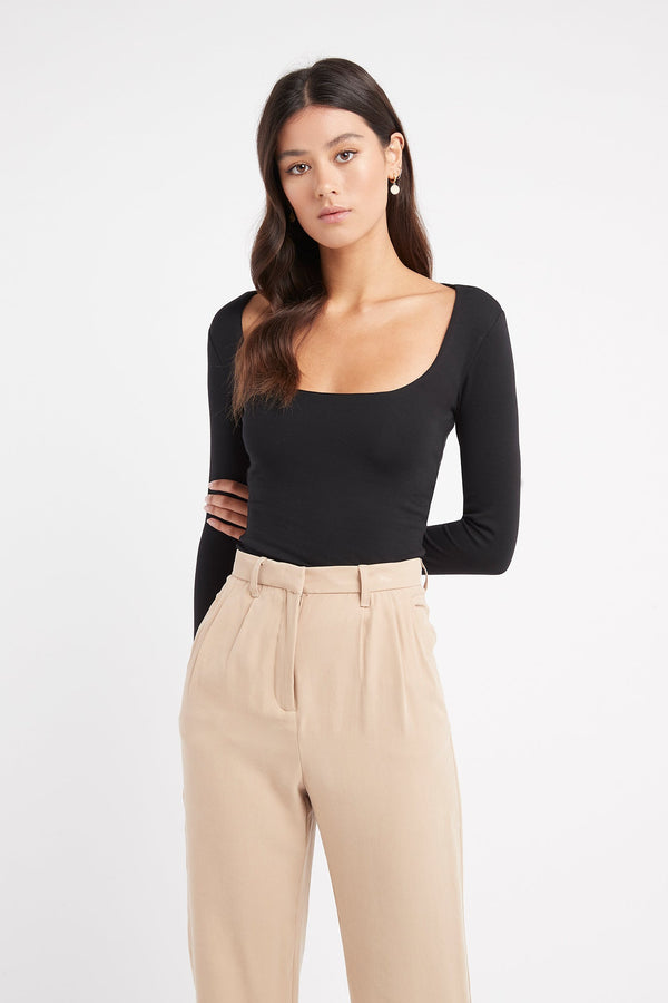 kookai Riley Scoop Top Black