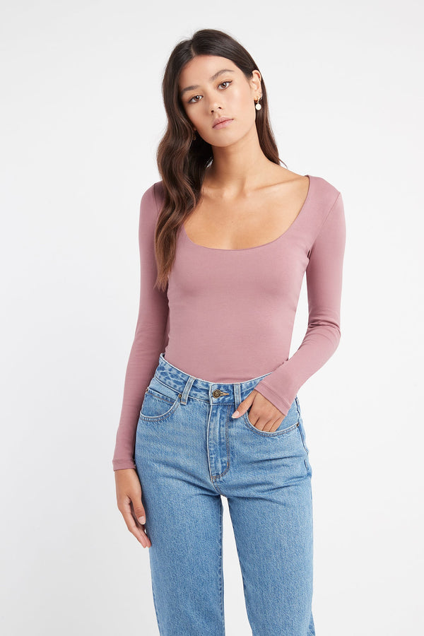 kookai Riley Scoop Top Dark Mauve