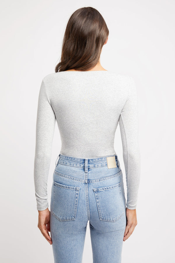 Kookai Riley Scoop Top Mid Grey Marle
