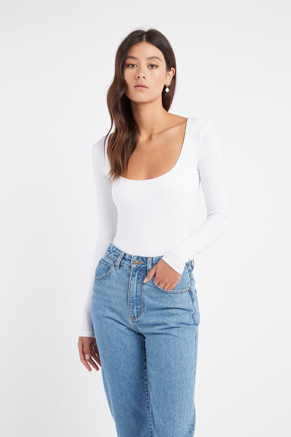 kookai Riley Scoop Top White