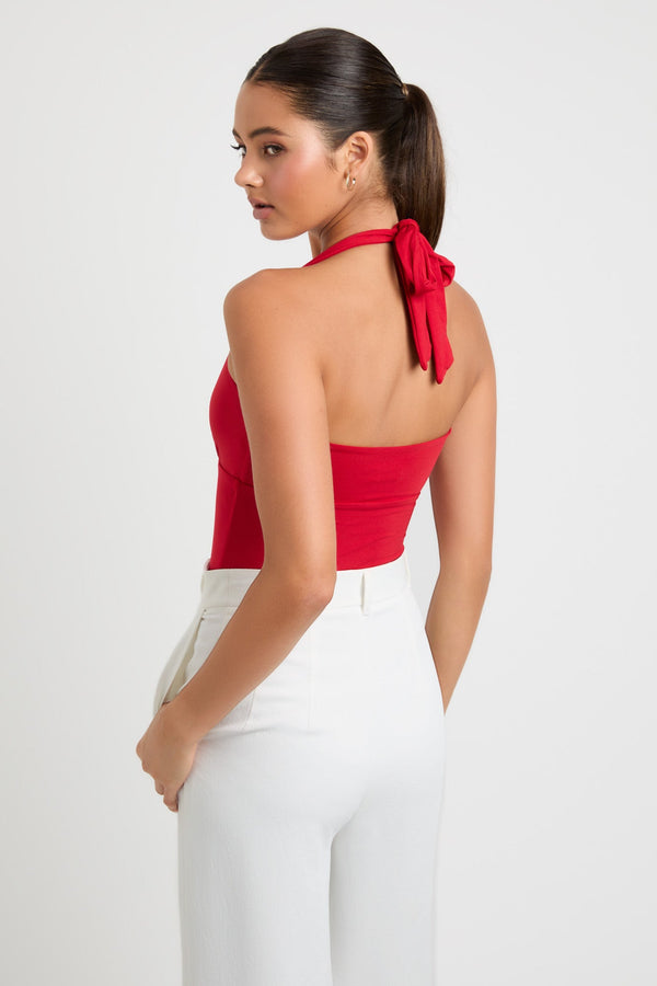 Kookai Rita Halter Bodysuit Racing Red