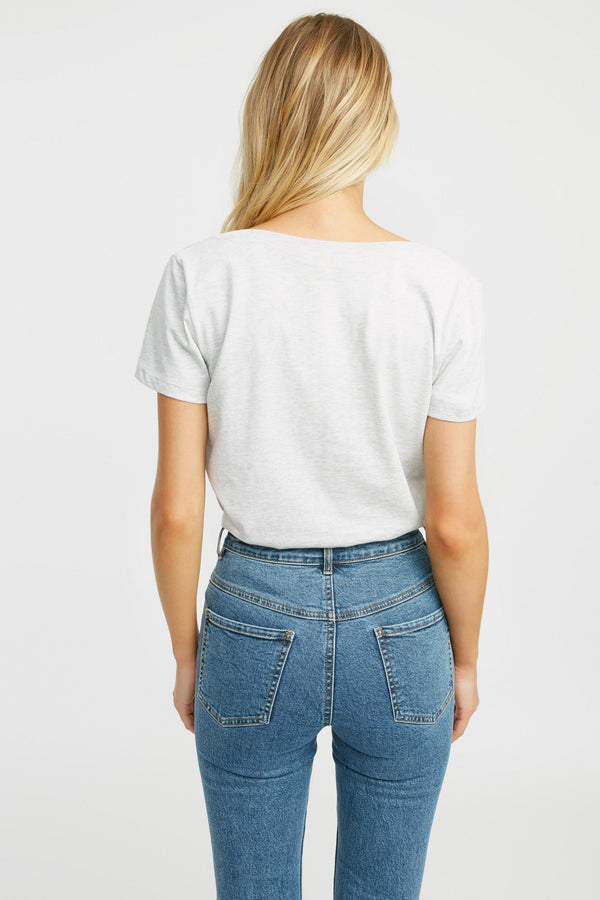 Kookai Rita Vee Tee Light Grey Marle