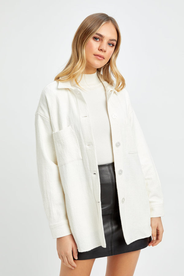 Kookai Robbie Textured Shacket Natural White