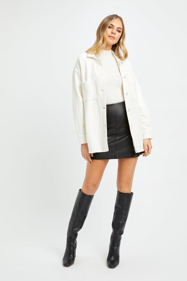 Kookai Robbie Textured Shacket Natural White