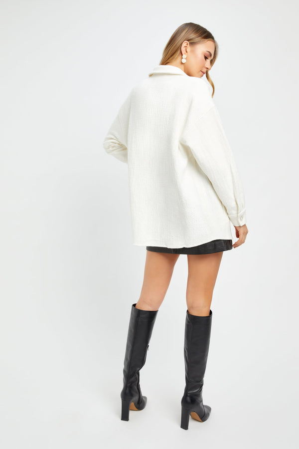 Kookai Robbie Textured Shacket Natural White
