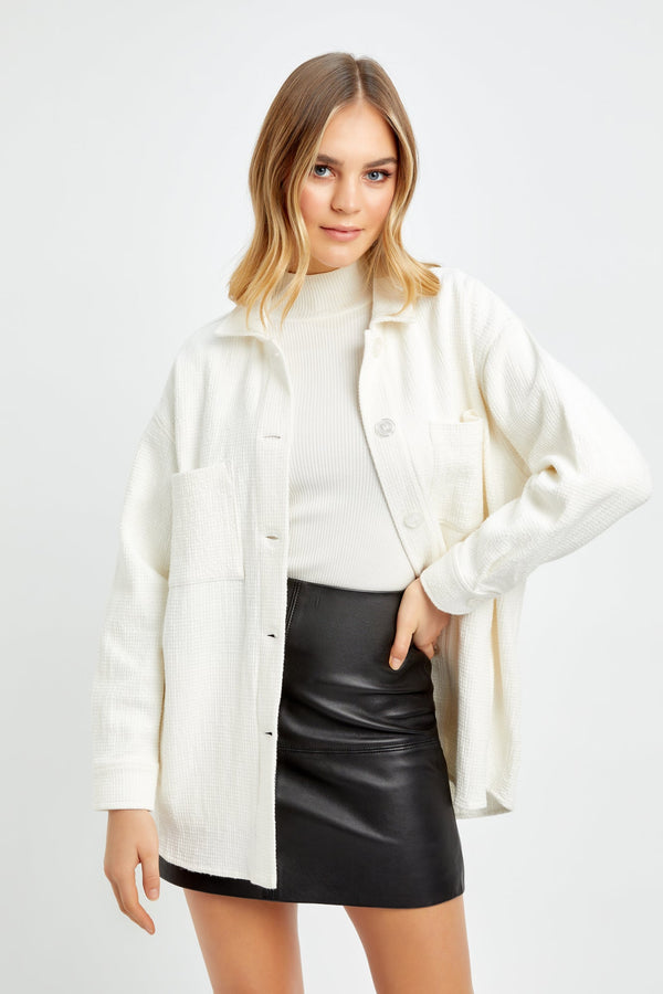 kookai Robbie Textured Shacket Natural White