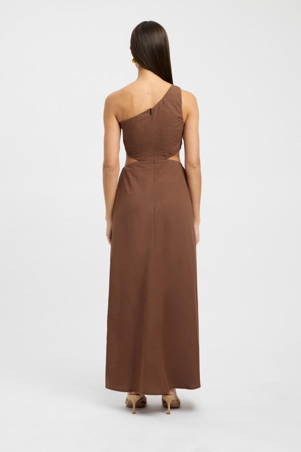 Kookai Romeo One Shoulder Dress Chocolate Chip