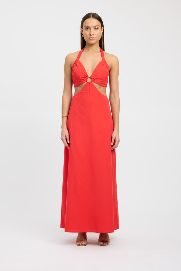 kookai Romeo Ring Maxi Dress Strawberry