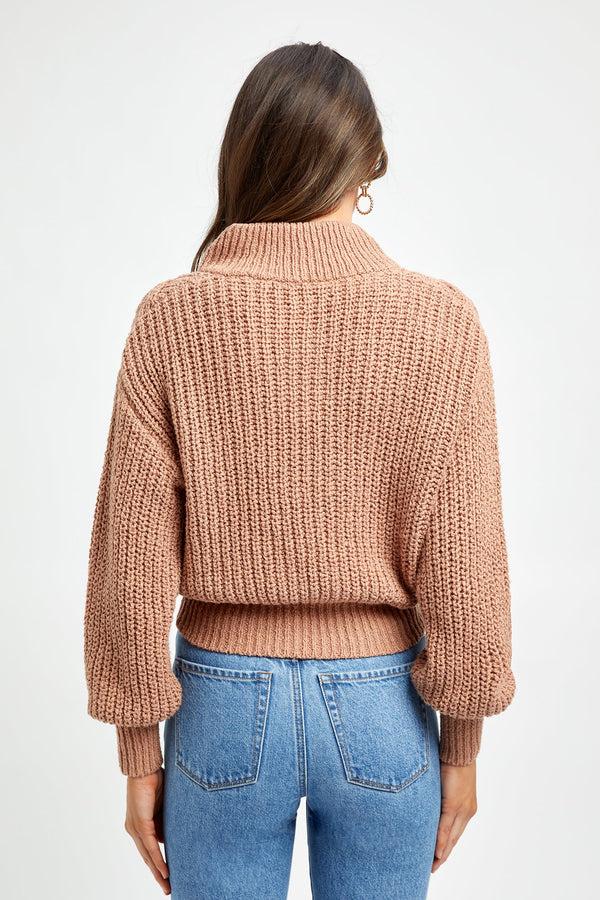 Kookai Romy Zip Jumper Chestnut