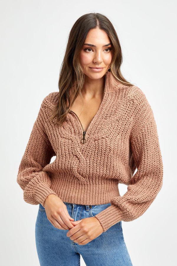 kookai Romy Zip Jumper Chestnut