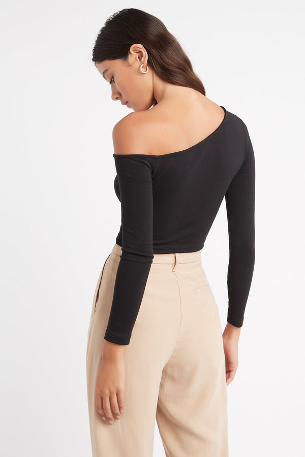 Kookai Rosa One Shoulder Crop Black