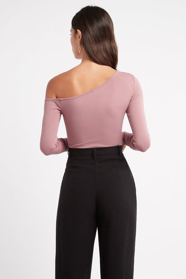 Kookai Rosa One Shoulder Crop Dark Mauve