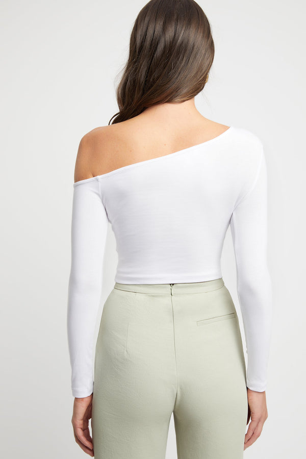 Kookai Rosa One Shoulder Crop White