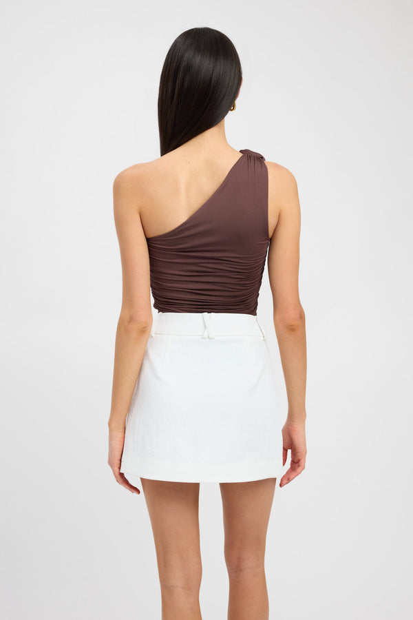 Kookai Rose Rouched Top Dark Chocolate