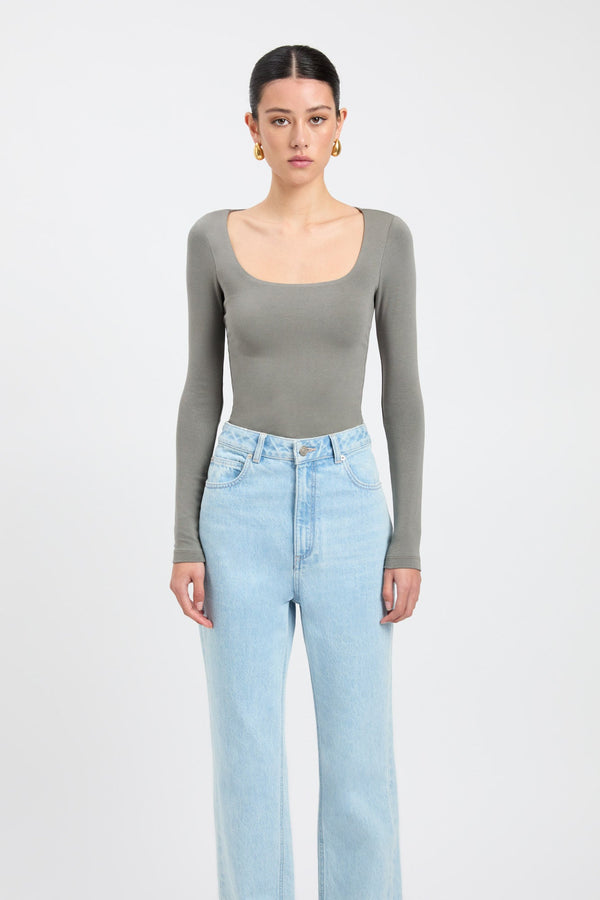 Kookai Rosie Long Sleeve Top Agave Green