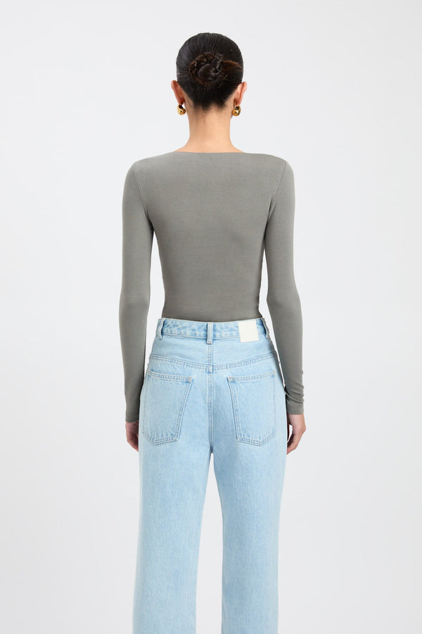 Kookai Rosie Long Sleeve Top Agave Green