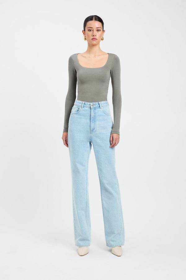 kookai Rosie Long Sleeve Top Agave Green