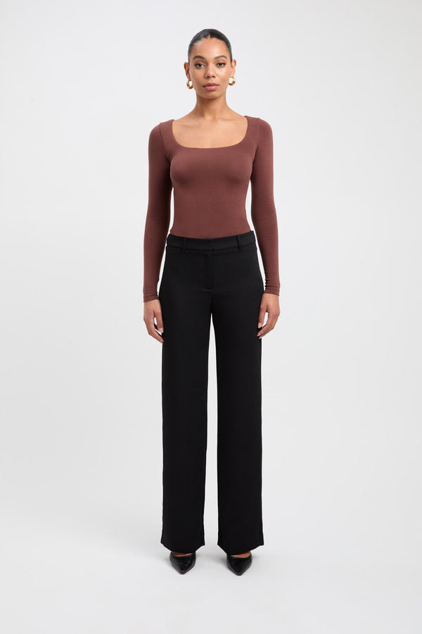 kookai Rosie Long Sleeve Top Brown Stone