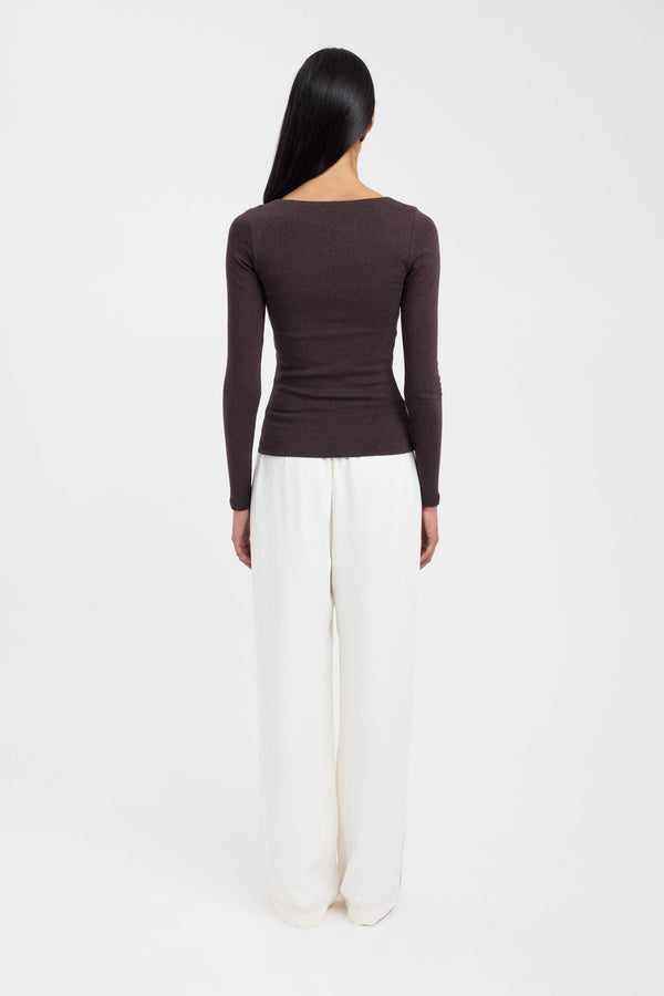Kookai Rosie Long Sleeve Top Espresso Marle