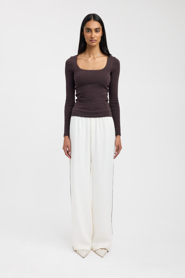 kookai Rosie Long Sleeve Top Espresso Marle