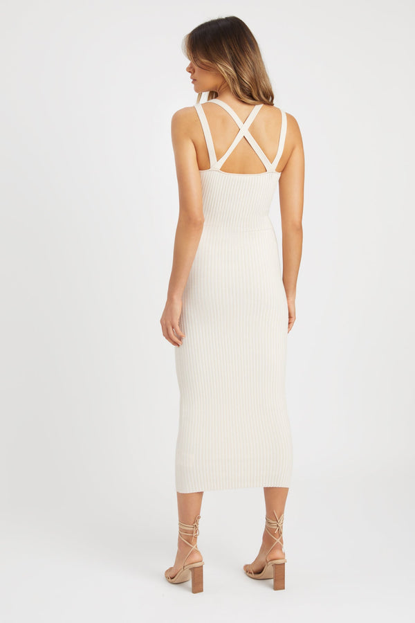 Kookai Sadie Double Strap Midi Dress Macadamia