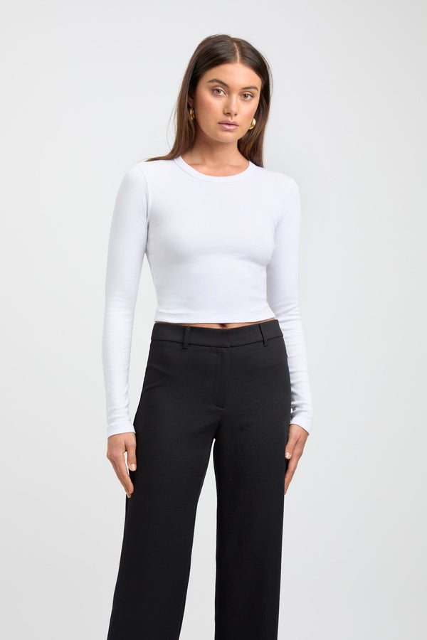 Kookai Sareh Long Sleeve Crop White