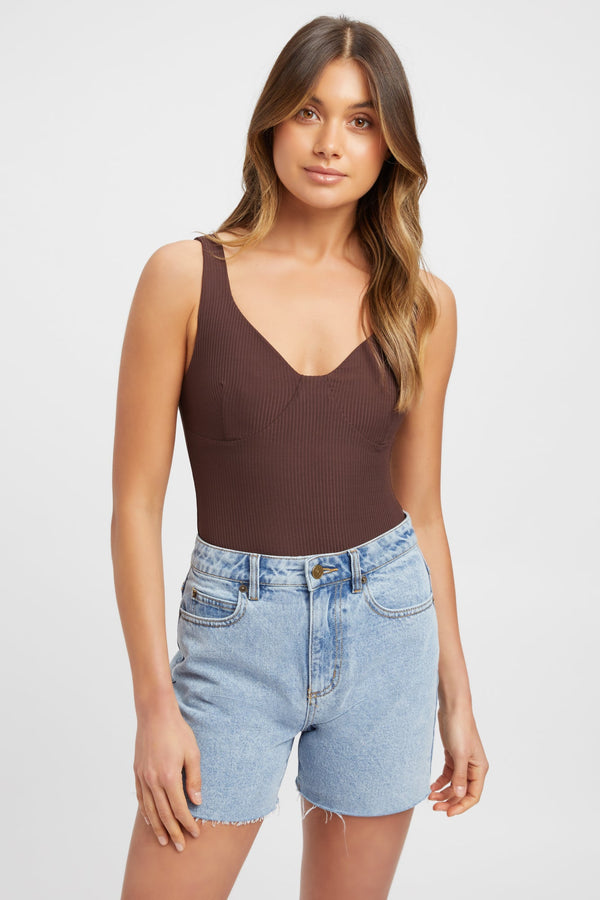 kookai Saskia Bodysuit Dark Chocolate