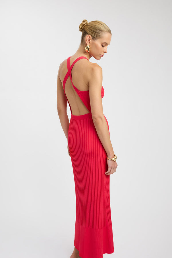 Kookai Serah Cross Back Dress Rose Red