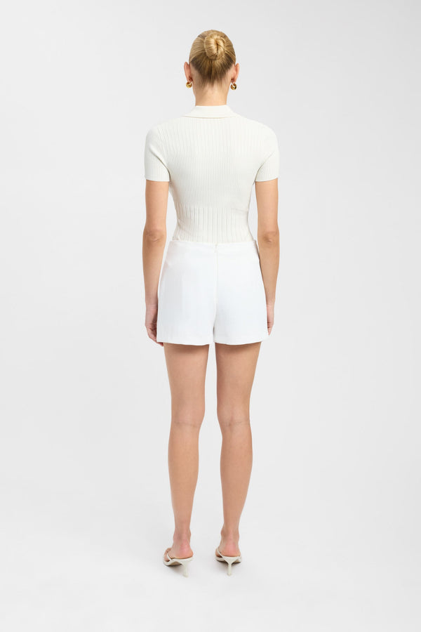 Kookai Serah Polo Top Natural White