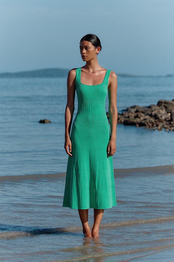 Kookai Serah Tank Midi Dress Island Green