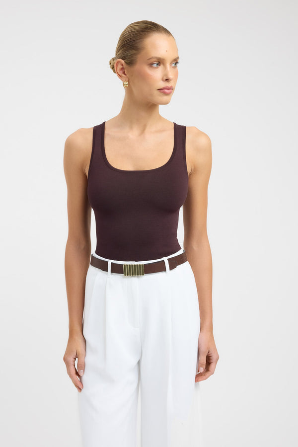 Kookai Serenity Scoop Tank Dark Chocolate