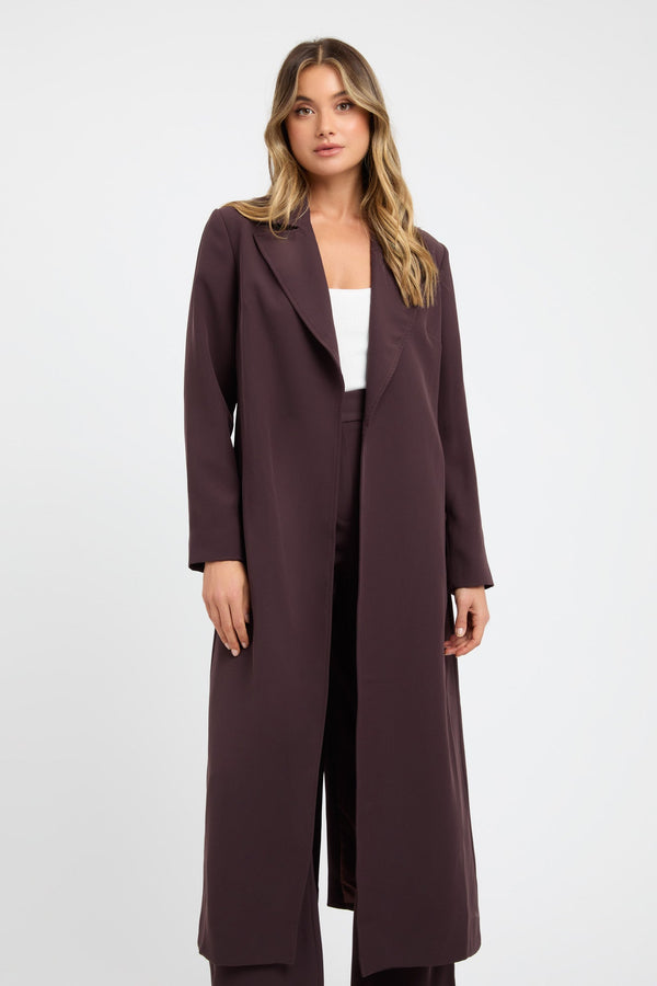 Kookai Serge Tied Trench Chocolate Fondant