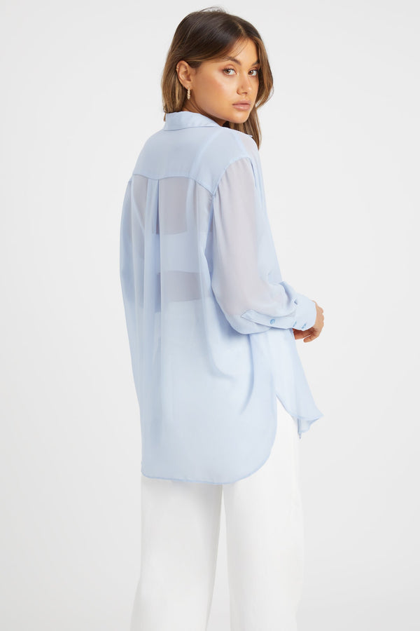 Kookai Sheer Julia Shirt Cerulean Blue