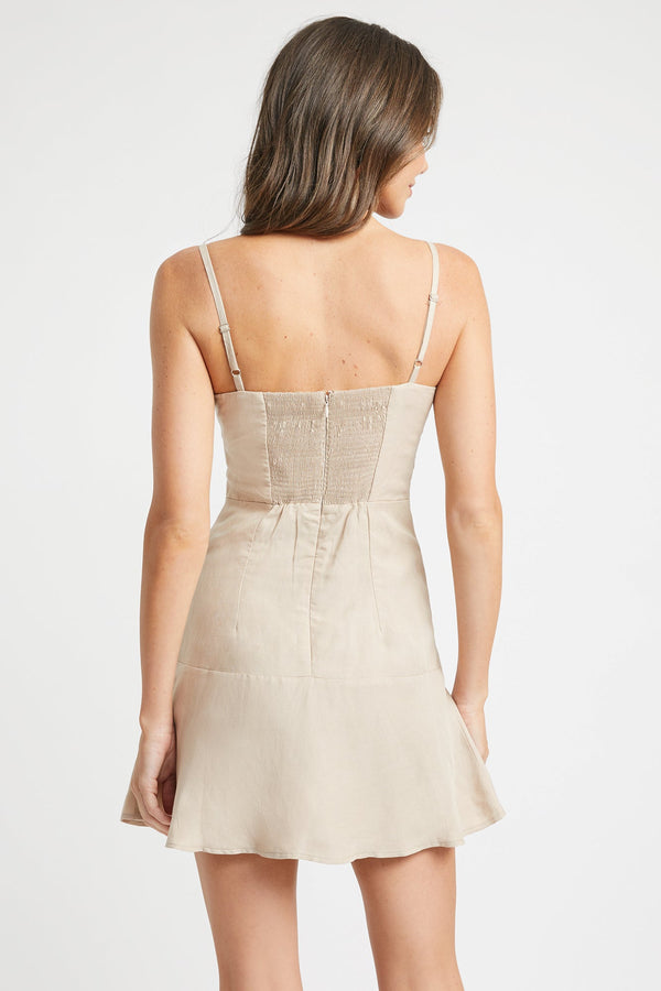 Kookai Shoreline Strappy Mini Dress Sand