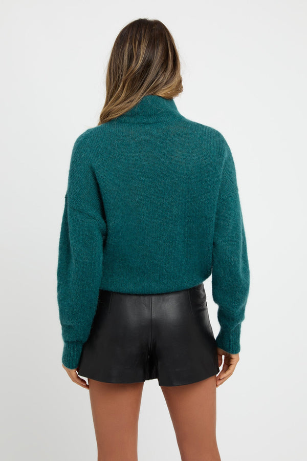 Kookai Sloane Funnel Neck Jumper Deep Green