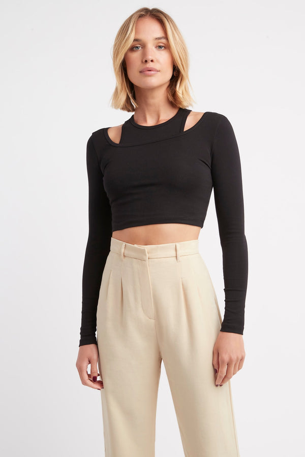 kookai Smith Long Sleeve Crop Black