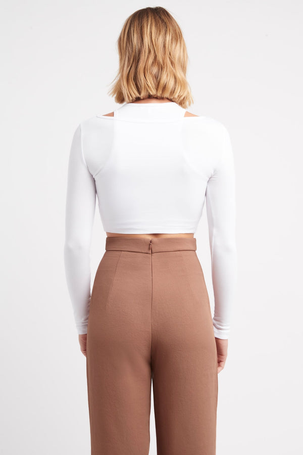 Kookai Smith Long Sleeve Crop White