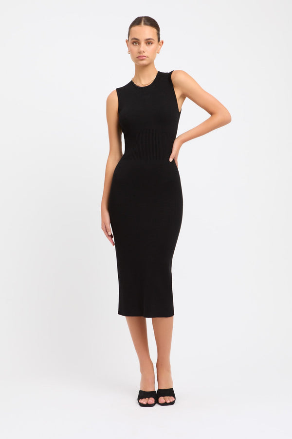 kookai Snowden Rib Corset Dress Black