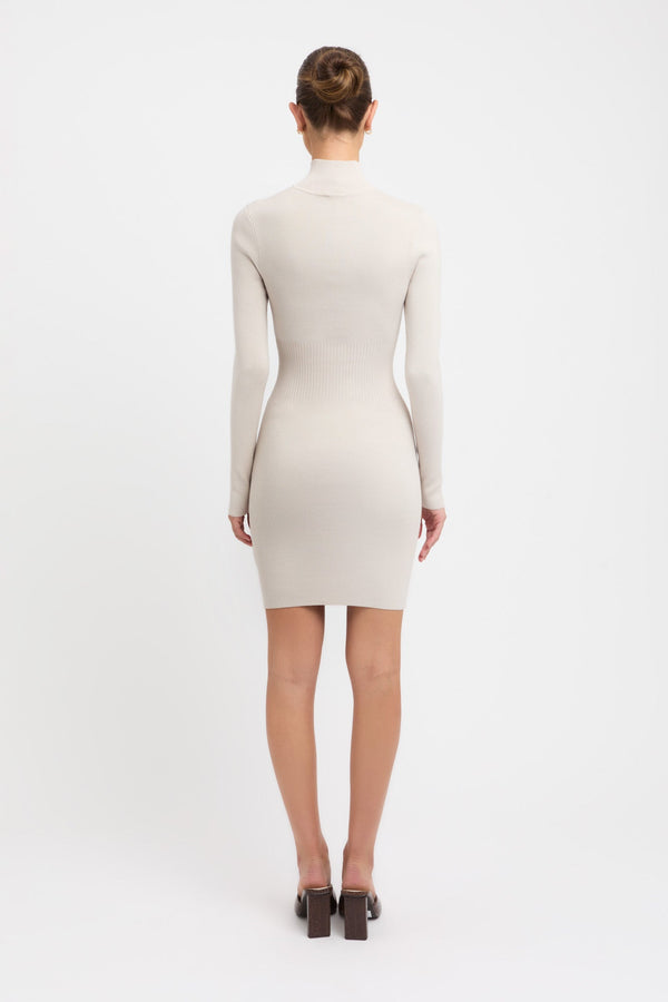 Kookai Snowden Rib Corset Mini Dress Stone