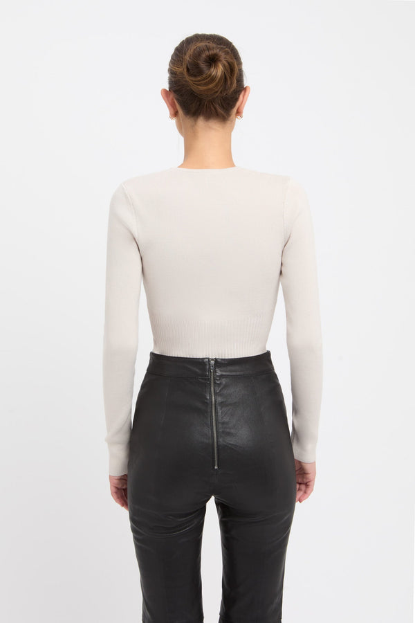 Kookai Snowden Rib Corset Top Stone