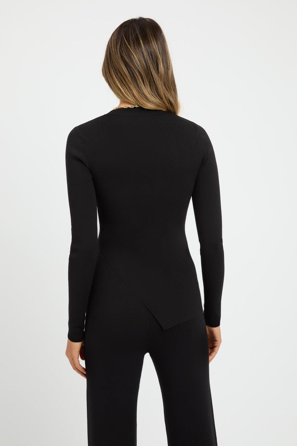 Kookai Snowden Split Hem Top Black