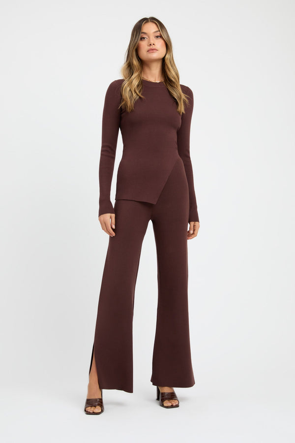 kookai Snowden Split Pant Dark Chocolate